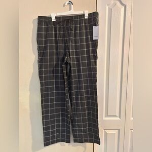 Gray Plaid flannel Men's pajama Pants